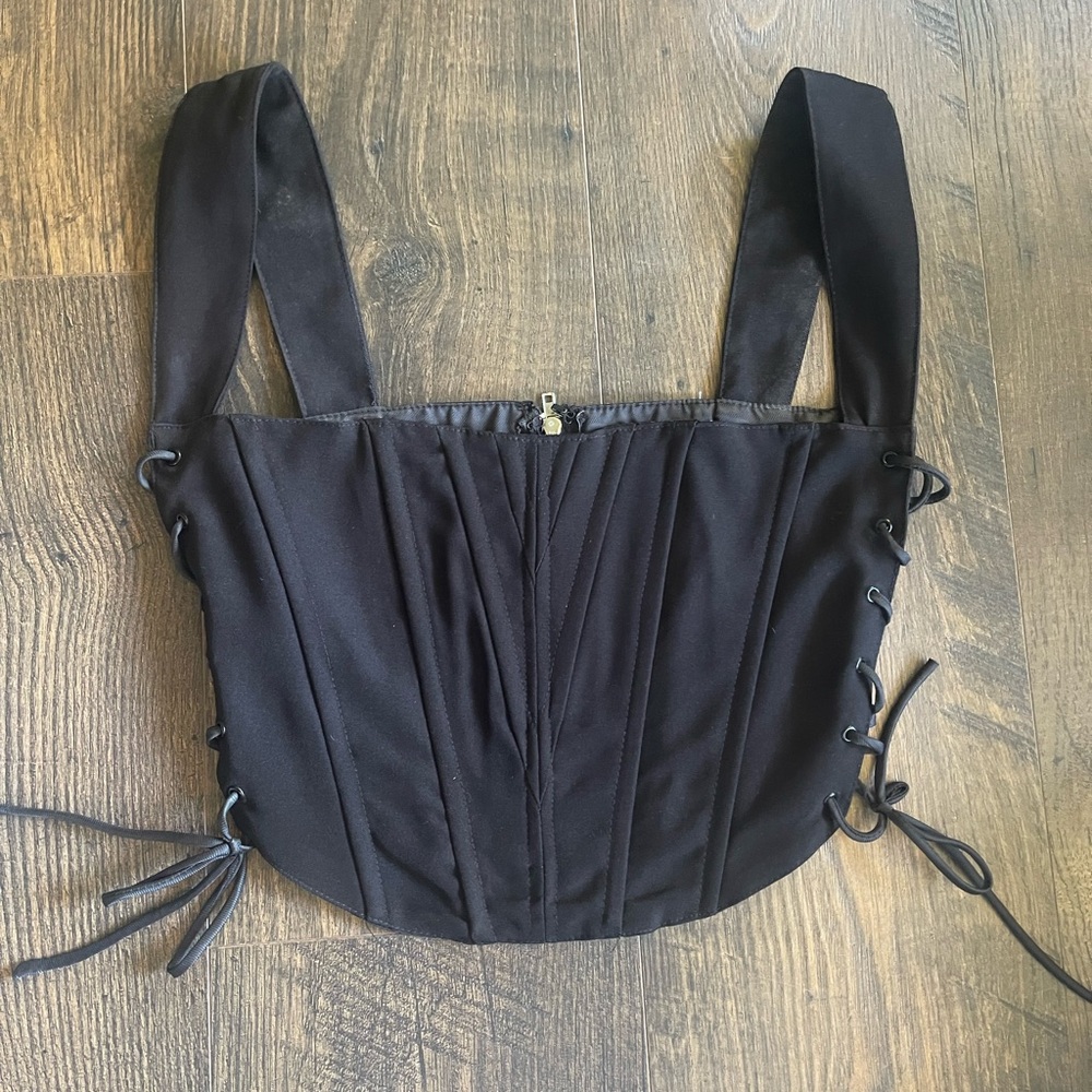 Black Corset-Style Crop Top
